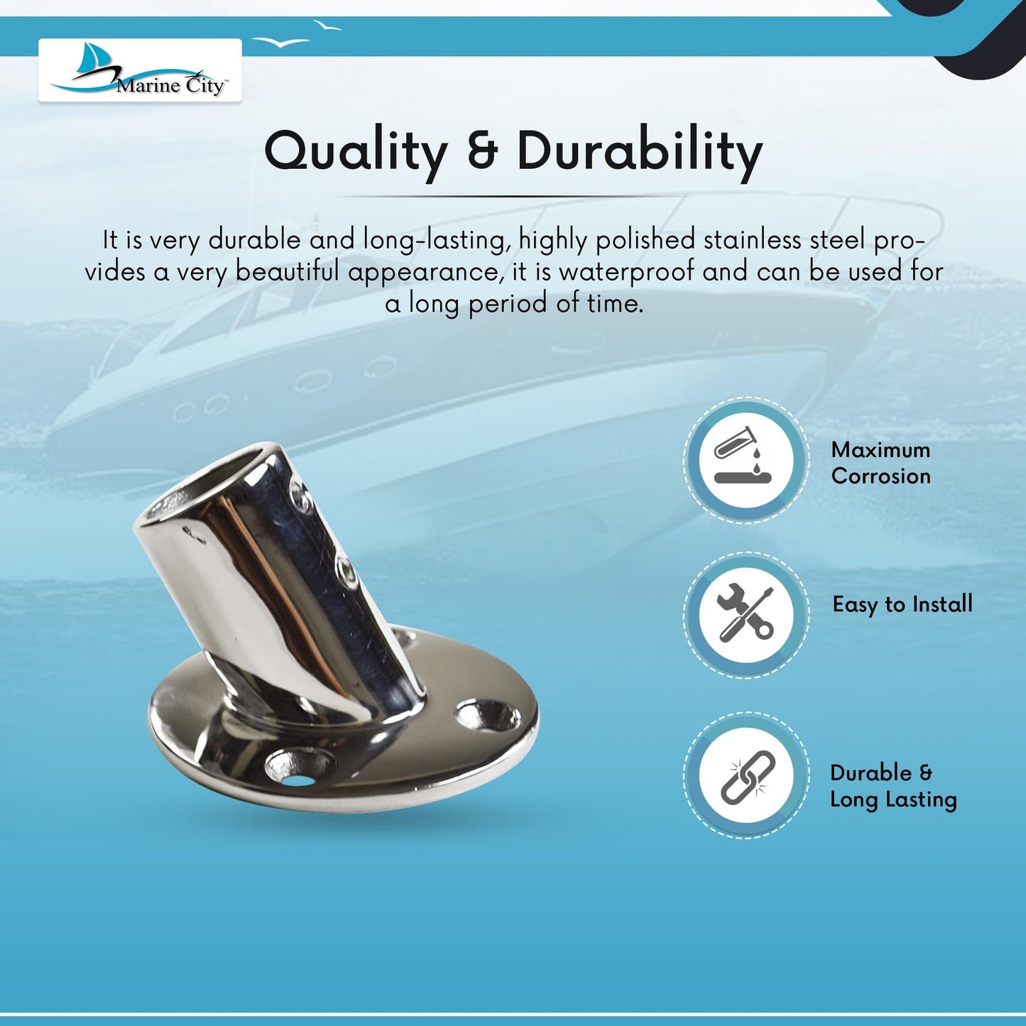 Marine City Heavy Duty Stainless Steel Boat Hand Railing Fittings - Rustproof
