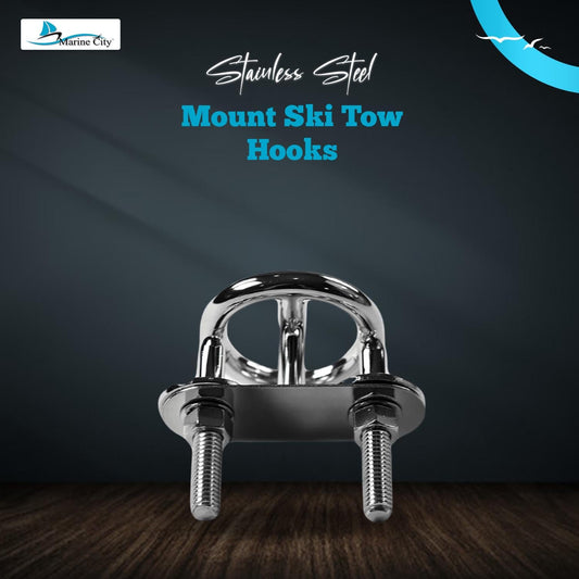 MARINE CITY Ski Tow Hook – 316 Stainless Steel, Mirror-Polished, 3/8 × 2-1/2”