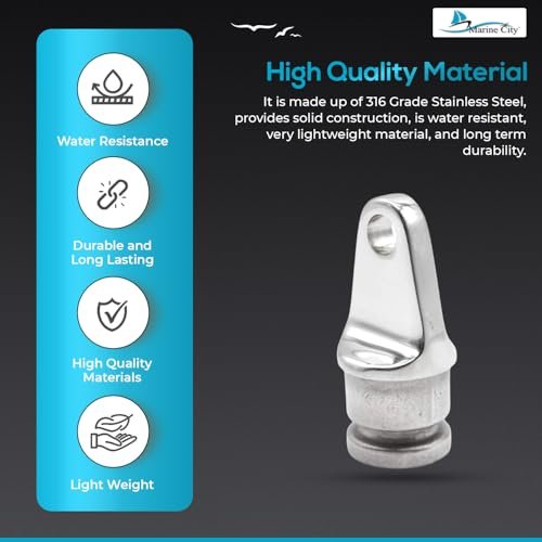 Marine City 316 Stainless Steel Bimini Top Round Inside Eye End (Pack of 2)