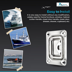 Marine City 304 Stainless Steel Hatch Lift Handle Ring Pull – 3” x 2-1/4”