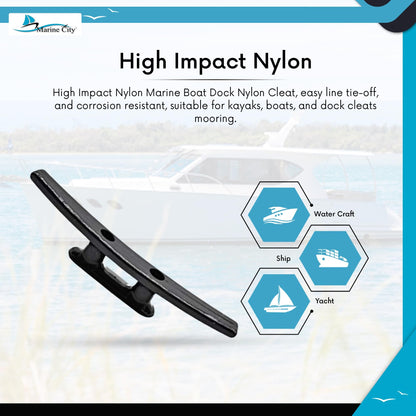 Marine City High Impact Nylon Dock Cleat – 6'' Rust-Proof, Boat Mooring Cleat