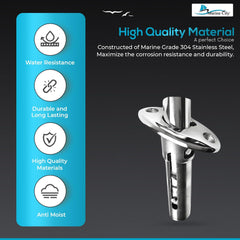 Marine City Bastón de bandera marina de acero inoxidable 316, soporte ajustable para barco y yate (coopera con tubo de 1