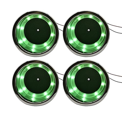 Marine City Portavasos de acero inoxidable con 8 LED, color verde, con drenaje para barco, RV, mesa de póquer, encimera, tablero