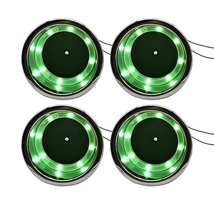 Marine City Portavasos de acero inoxidable con 8 LED, color verde, con drenaje para barco, RV, mesa de póquer, encimera, tablero