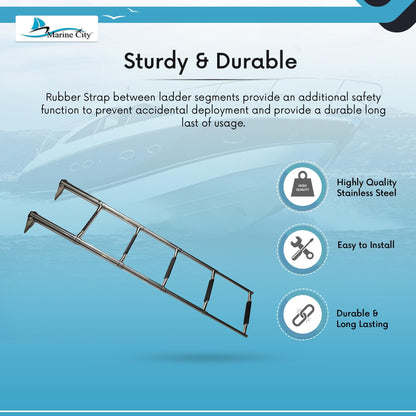 Marine City 5-Step Telescoping Swim Ladder, 304 Stainless Steel, 400 lb Capacity