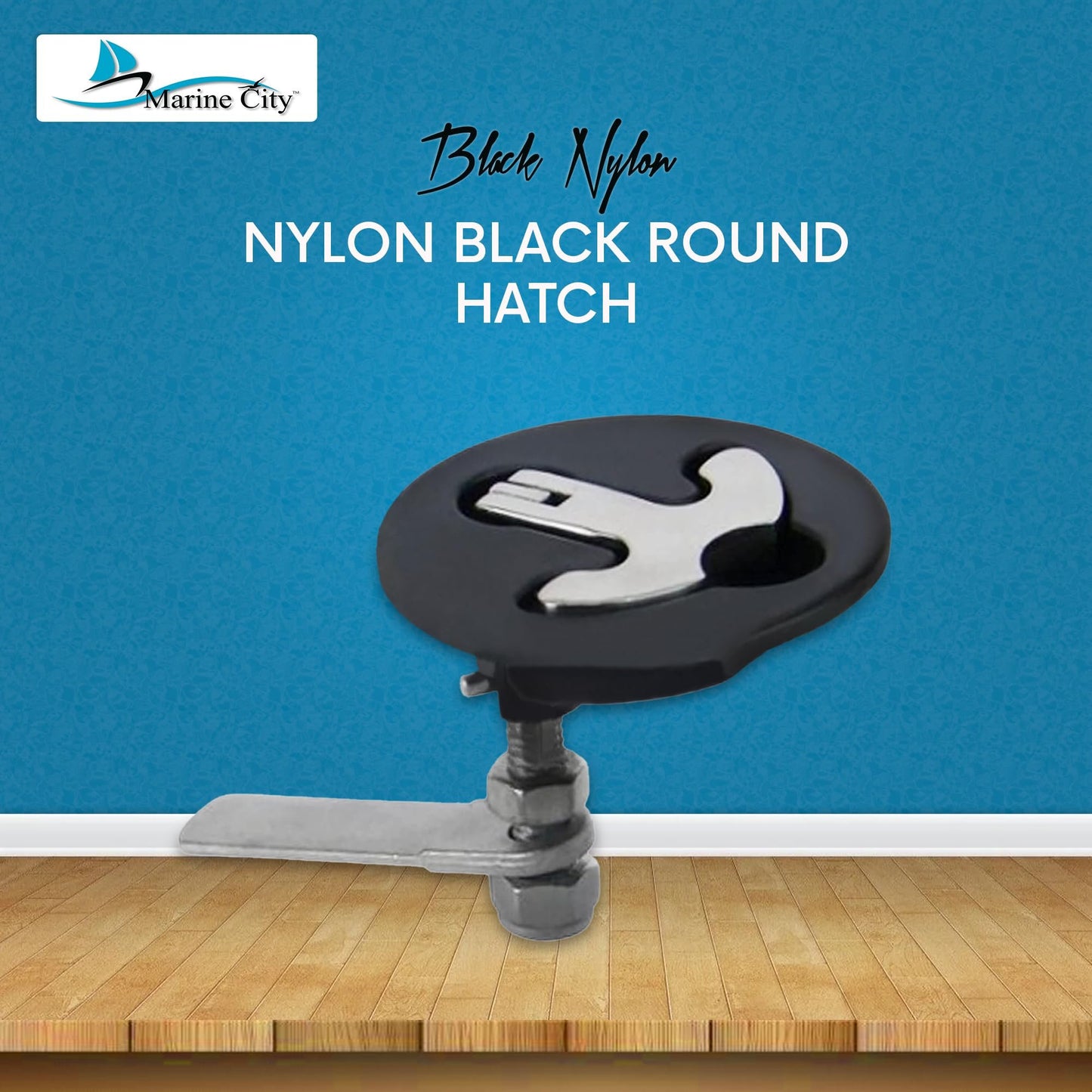 Marine City Nylon Black Round Hatch Flush Pull Stem Latch – 316 Stainless Steel