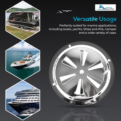 Marine City 5” Stainless Steel Round Louver Vent Cover – Butterfly Air Vent MARINE CITY
