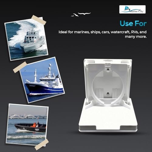 Marine City White Adjustable Folding Cup Holder – ABS Plastic (Pack of 4) Marine City Hardware