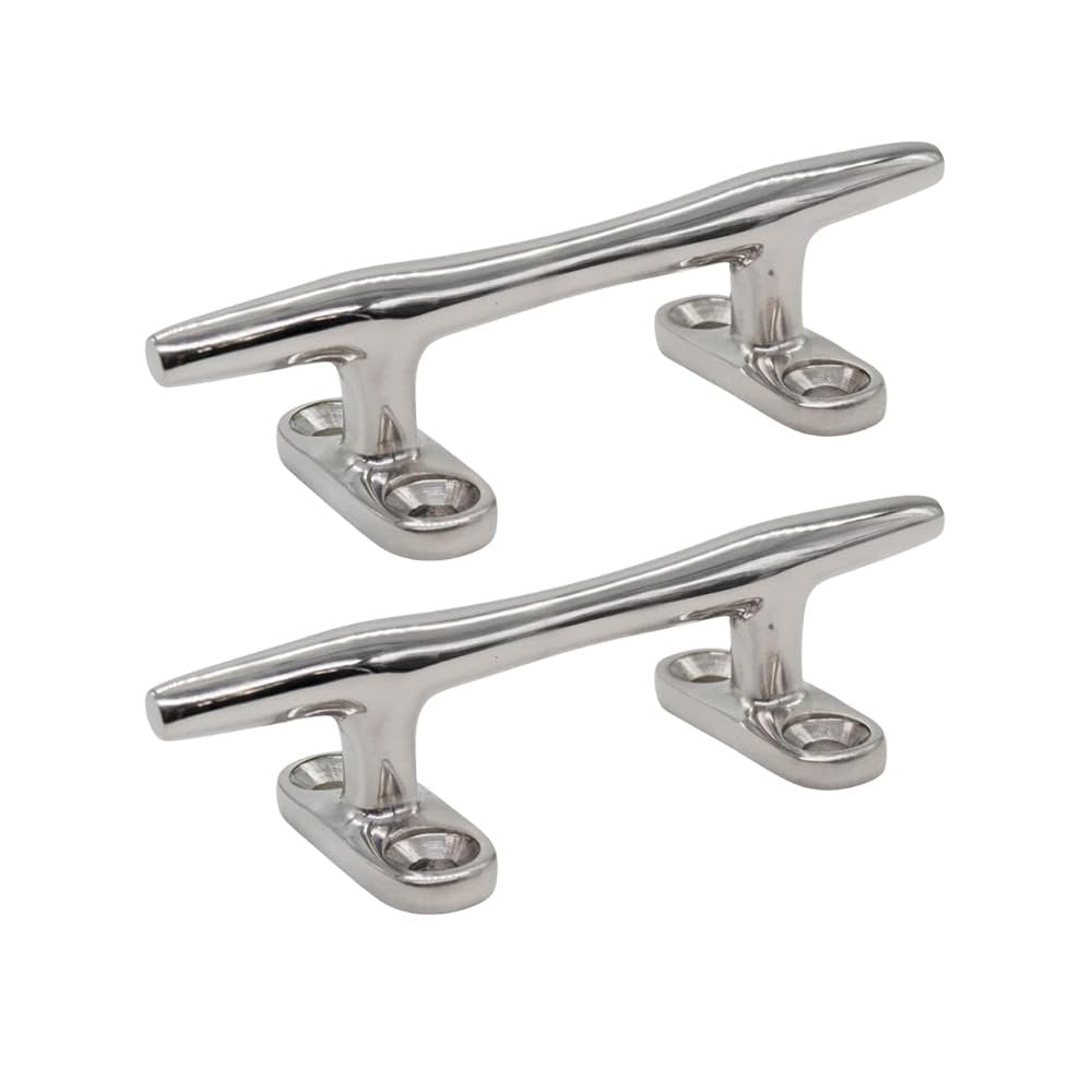 Marine City Open Base Cleat – 316 Stainless Steel, 4" Mooring Cleat (Pack of 2)