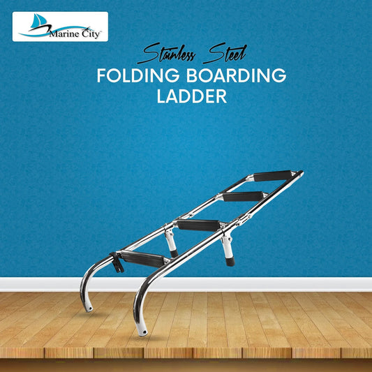 Marine City 2+2 Step Foldable Boarding Ladder – 304 Stainless Steel Boat Ladder Marine City