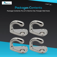 Marine City Triangle Wall Hook, Stainless Steel, 0.6” Corrosion-Resistant(4 Pcs)