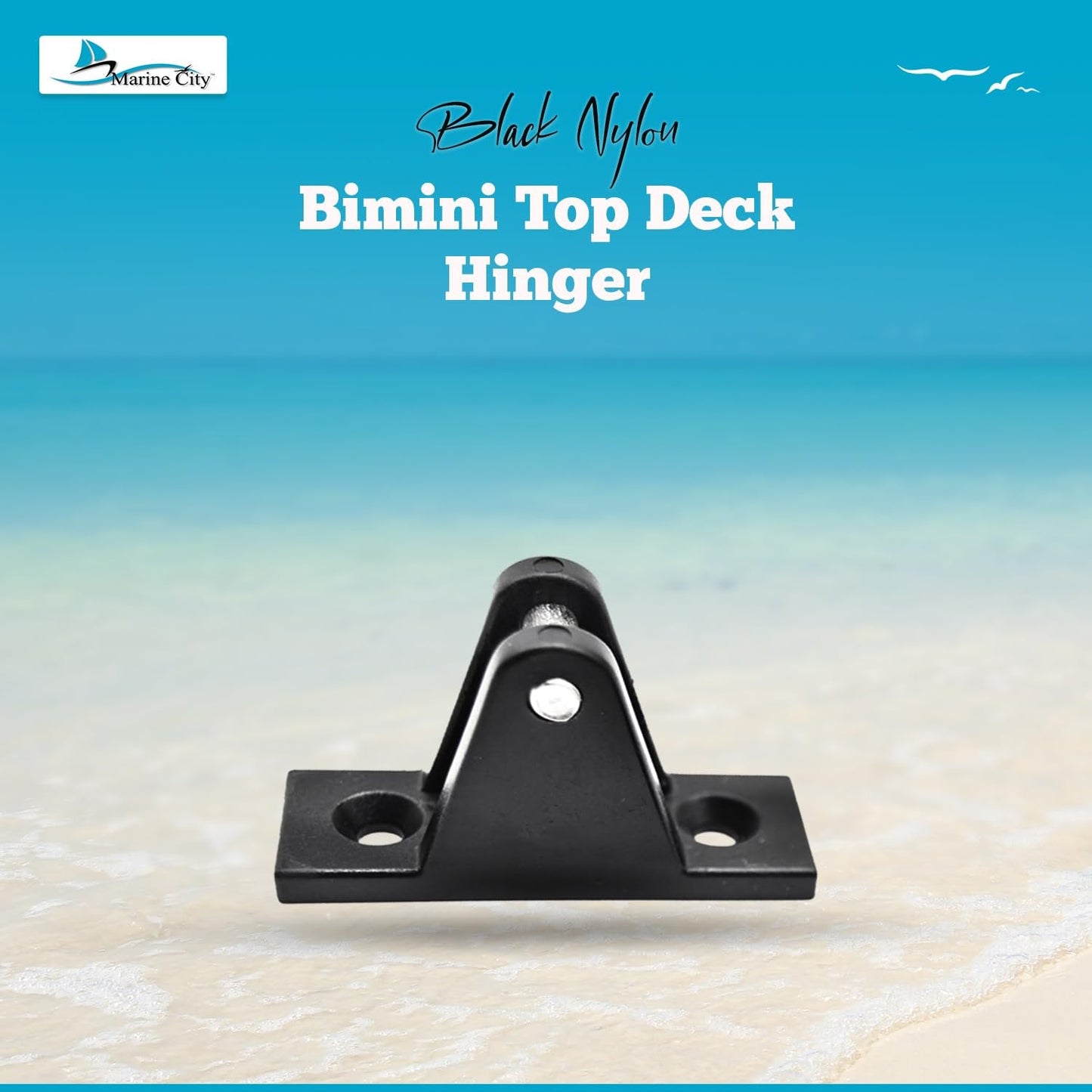 Marine City 2 Pcs Boat Bimini Top Nylon Black 80 Degree Deck Hinge Marine City Hardware