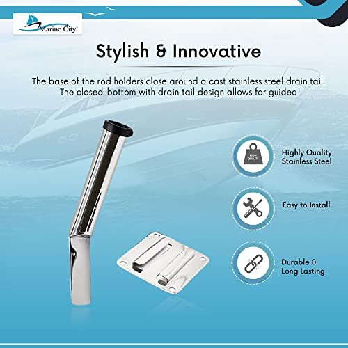 MARINE CITY Stainless Steel Slide Mount Removable Fishing Rod Holder, 8-1/2”