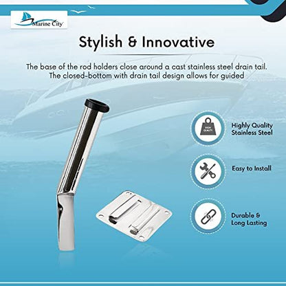 MARINE CITY Stainless Steel Slide Mount Removable Fishing Rod Holder, 8-1/2”