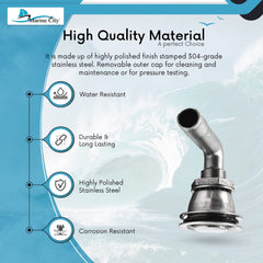 Marine City 90° Fuel Tank Vent – Stainless Steel, Fits 5/8” Hose, Removable Cap