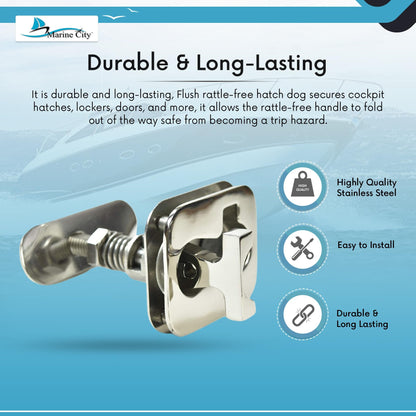 Marine City 316 Stainless Steel Boat Cam Latch – Marine Grade T-Handle, 3x2-1/2”