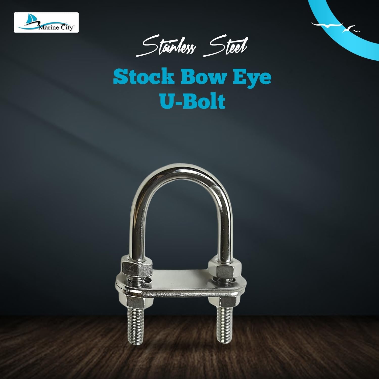 Marine City Bow Eye U-Bolt – 1/4” 304 Stainless Steel, 2-1/2” Length, Heavy Duty Marine City