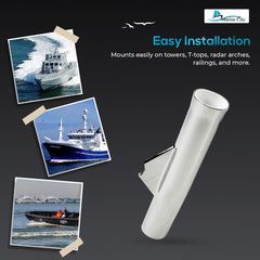 Marine City 316 Stainless Steel Flared Weld-On Rod Holder – Corrosion-Resistant