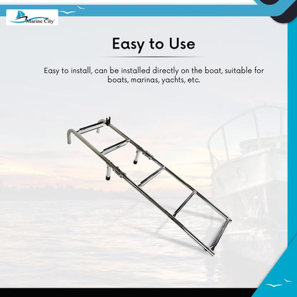 Marine City Escalera de embarque plegable de 2+3 escalones para yates y barcos de grado marino de acero inoxidable