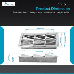 Marine City Stainless Steel 3-Slot Louvered Vent – Mirror Finish, 8-1/4” Length