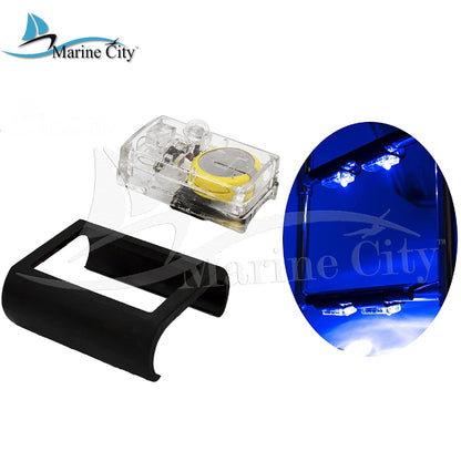 MARINE CITY Luz subacuática LED azul para barco que se adapta a escalones estándar de 1-1/2"(38 mm) para escalera marina (2 por paquete)