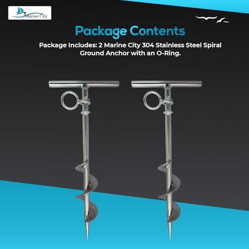 Marine City Spiral Ground Anchor with O-Ring – 304 Stainless Steel, Durable Marine City