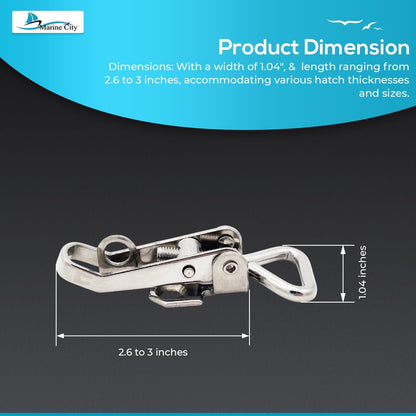Marine City Lockable Hatch Fastener – 304 Stainless Steel, Adjustable 2.6–3” MARINE CITY