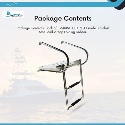 Marine City 304 Stainless Steel Anti-Slip 2-Step Telescoping Swim Ladder