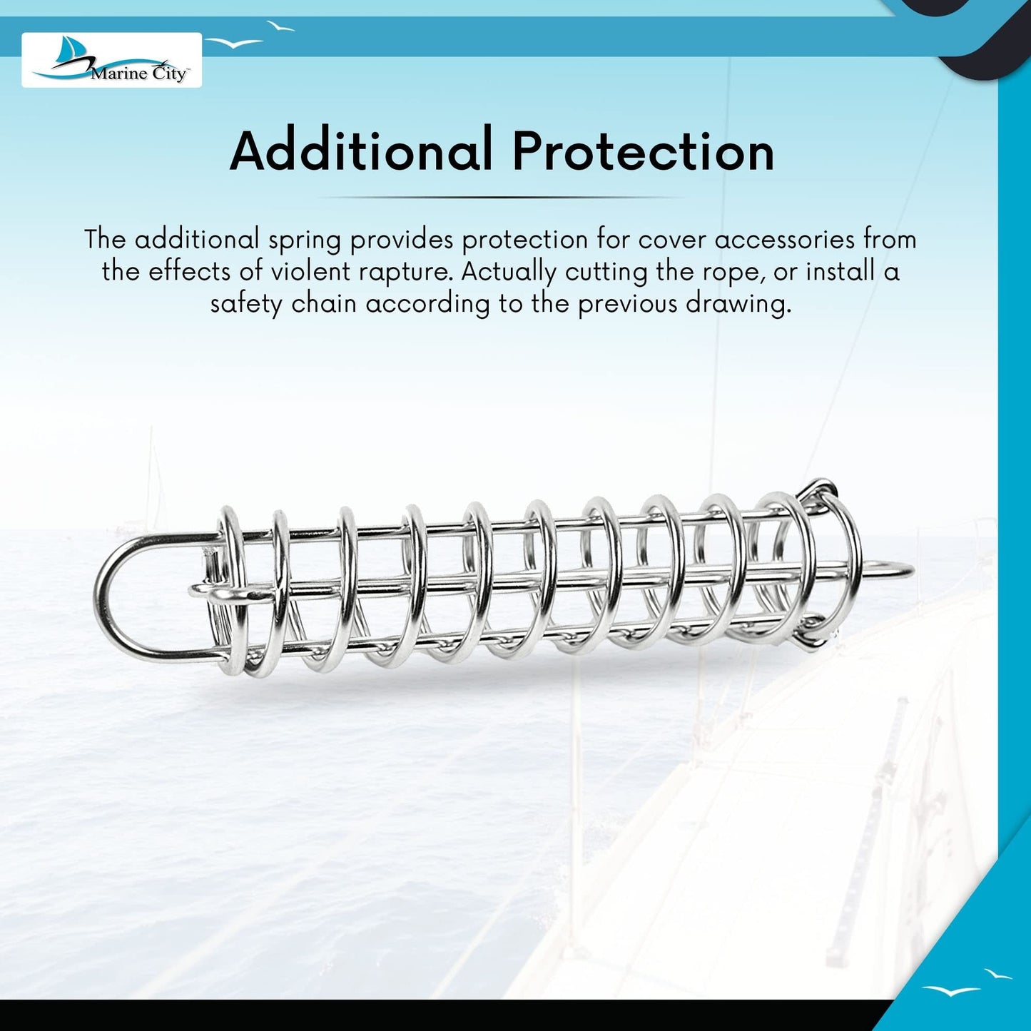 Marine City Boat Anchor Dock Line Mooring Spring – 304 Stainless Steel, 14-9/16" Marine City