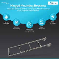 MARINE CITY 4-Step Folding Telescoping Ladder, 304 Stainless Steel Round Tube Boat Boarding Ladder for Swim Platforms & Docks