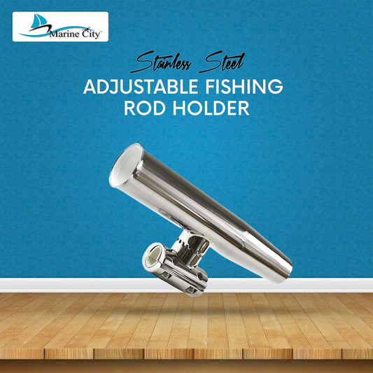 MARINE CITY Clamp-On Adjustable Fishing Rod Holder – 316 Stainless Steel (2 Pcs)
