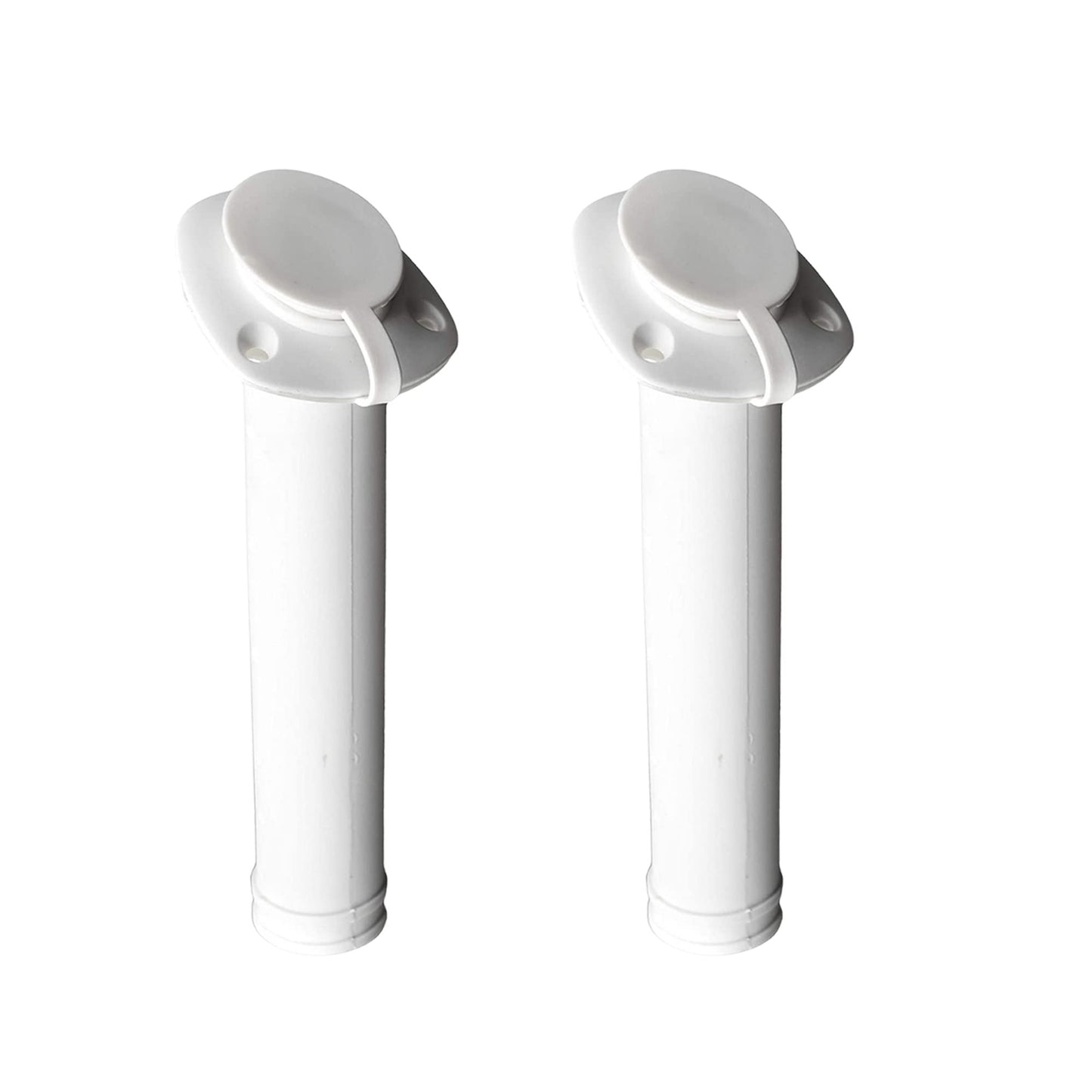 Marine City Soporte de varilla de montaje empotrado de nailon blanco/estabilizado UV con tapa y junta -30 grados (2 unidades)
