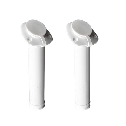 Marine City Soporte de varilla de montaje empotrado de nailon blanco/estabilizado UV con tapa y junta -30 grados (2 unidades)