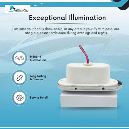 MARINE CITY IP66 LED Oval Courtesy Light – 12V 1.5W, Stainless Steel, Waterproof MARINE CITY