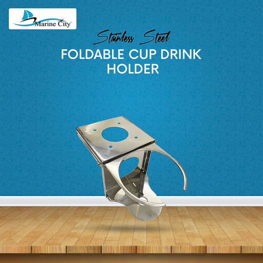 Marine City Adjustable Folding Drink Cup Holder, Stainless Steel, Hidden Pop Out