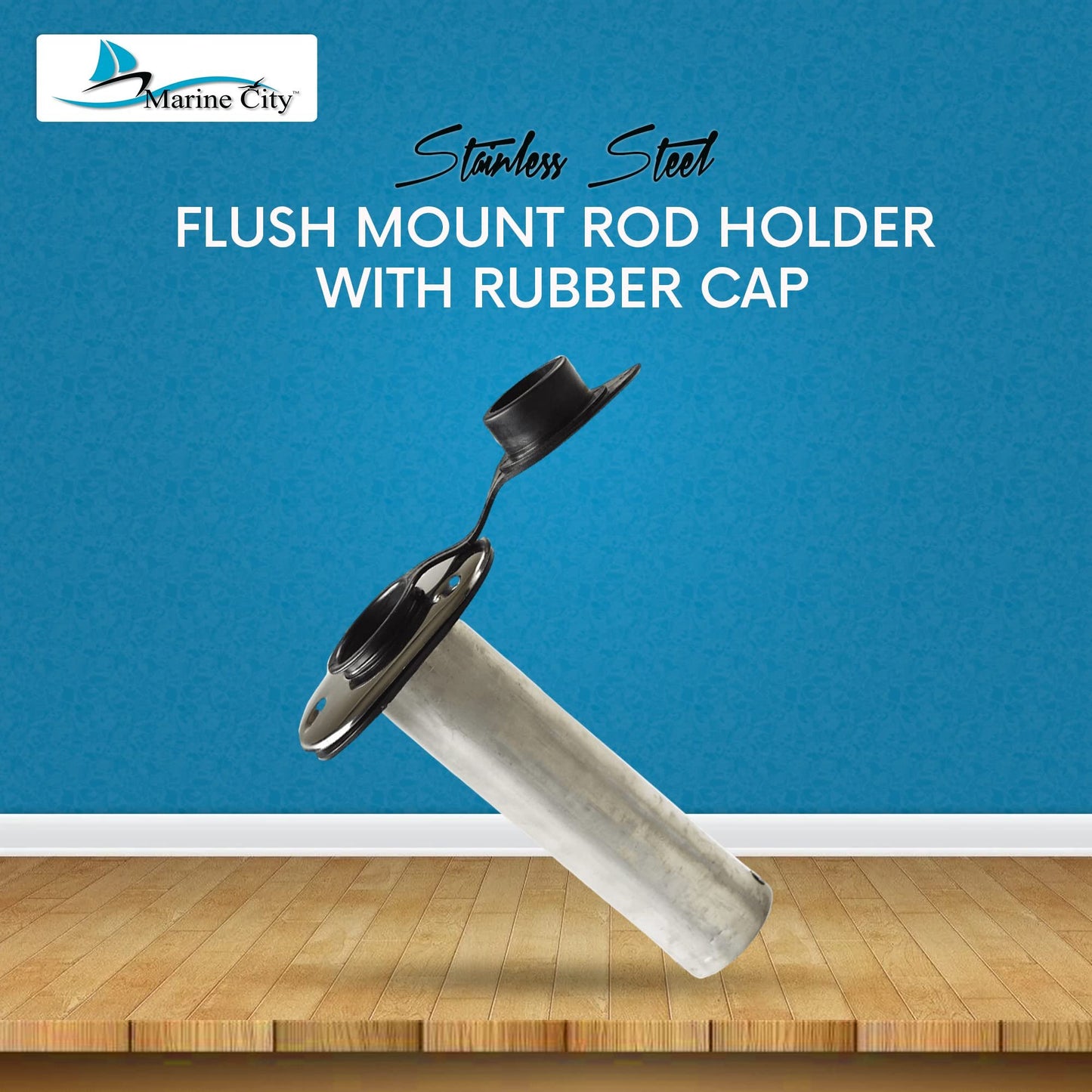 MARINE CITY Stainless Steel Flush Mount Fishing Rod Holder – 90° Angle