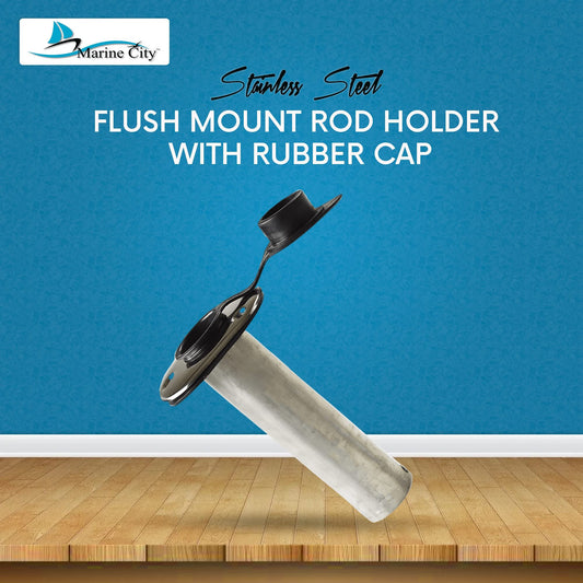 MARINE CITY Stainless Steel Flush Mount Fishing Rod Holder – 90° Angle