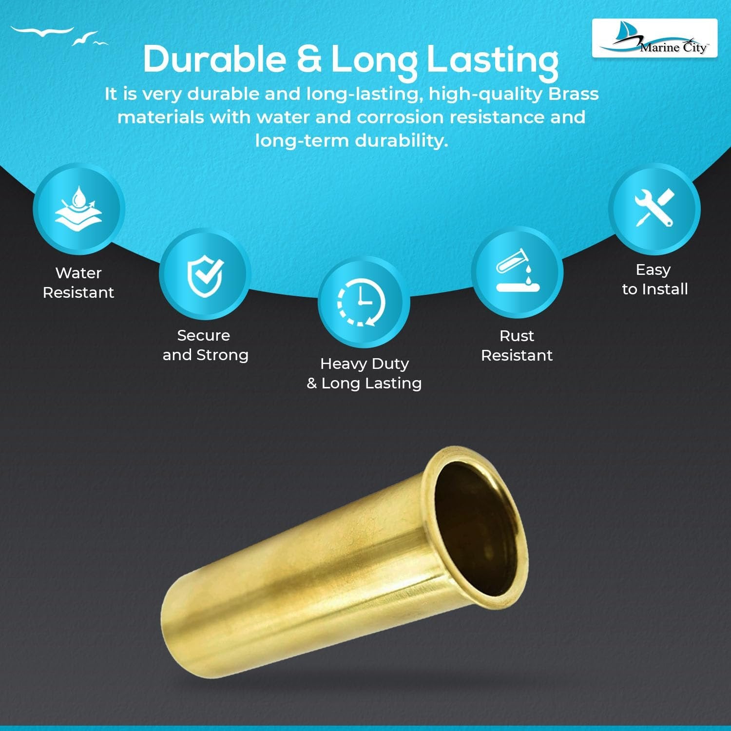 Marine City Brass Drain Tube – Corrosion-Resistant, Smooth, 3-7/8” x 1-1/4” MARINE CITY