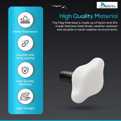 Marine City Flagpole Base Nylon Knobs & Cover Support with Stainless Steel Stud (5 Pcs) Marine City