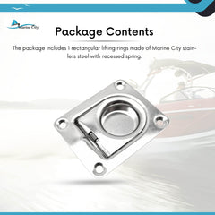 Marine City Anillo de elevación empotrado rectangular de acero inoxidable de 2-9/16
