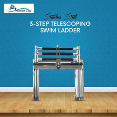 Marine City 3 Step Telescoping Swim Ladder with Rubber Strap 304 Stainless Steel