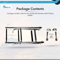 Marine City 2+3 Step Foldable Boarding Ladder w/ Handrails – 304 Stainless Steel
