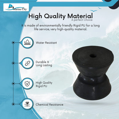 Marine City Rodillo de proa de PU ecológico negro para soporte de rodillo de anclaje de proa/rodillo de proa de repuesto (longitud: 2-3/8 pulgadas, diámetro del orificio del perno central: 1/2 pulgada)