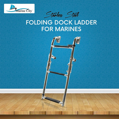 Marine City Escalera de embarque plegable de acero inoxidable para yates y barcos de grado marino de 1+2 escalones