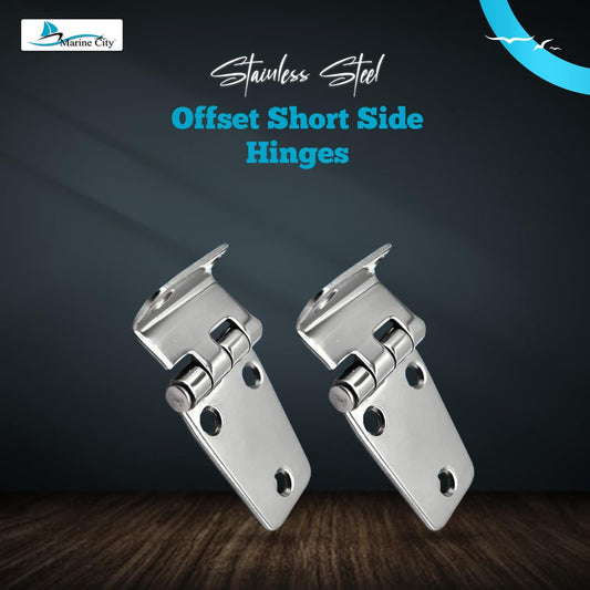 Marine City Stainless Steel Offset Short Side Hinges (2-5/8” × 1-7/16”) (2 Pcs)
