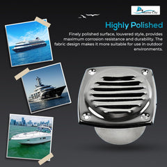 Marine City 304 Stainless Steel Hose Vent, 3” Diameter, Polished Louvered Design