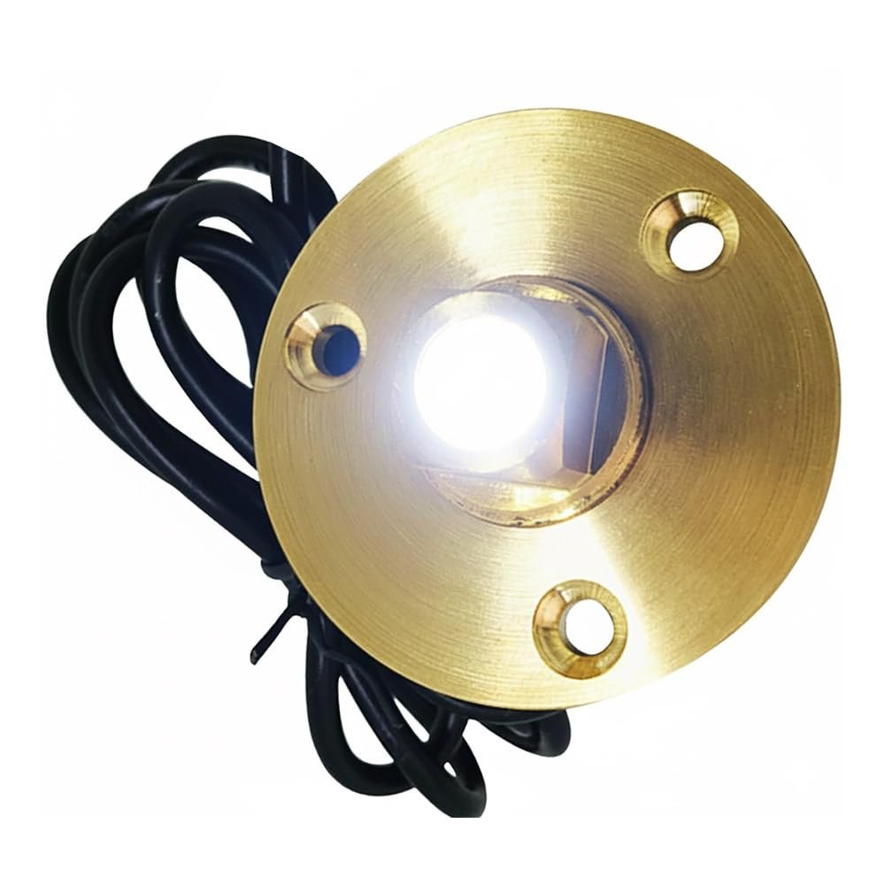 Marine City Underwater LED Light Brass Drain Plug – 12V LED, for Boat (White) Marine City