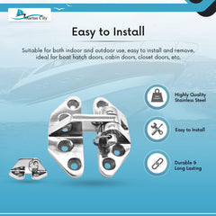 Marine City 316 Stainless Steel Hatch Hinge with Removable Pin – Rustproof