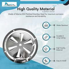 Marine City 5” Stainless Steel Round Louver Vent Cover – Butterfly Air Vent