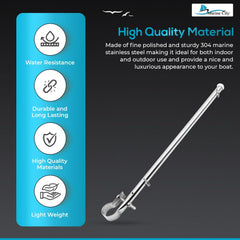 Marine City - Soporte para riel de acero inoxidable, 12.0 x 18.0 in, bastón de bandera para barcos y yates 